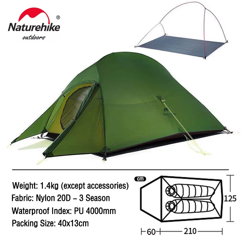 Cloud up 1 2 3 People Tent Ultralight 20D Camping Tent Waterproof Outdoor Hiking Travel Tent Backpacking Cycling Tent