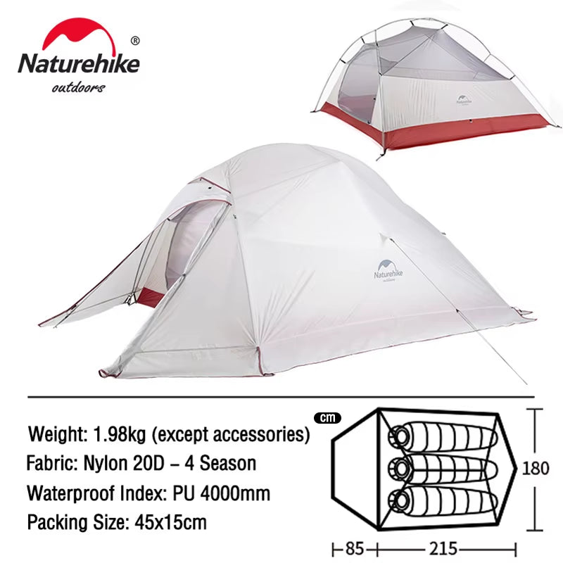 Cloud up 1 2 3 People Tent Ultralight 20D Camping Tent Waterproof Outdoor Hiking Travel Tent Backpacking Cycling Tent