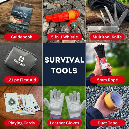 Urban Survival Bug Out Bag - 72 Hour Kit for 2 People | Survival Backpack with Emergency Food, Water, First Aid Kit, Gear & Supplies