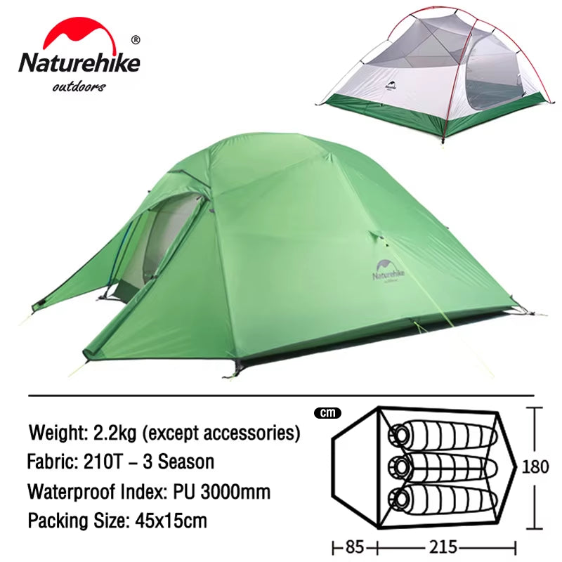 Cloud up 1 2 3 People Tent Ultralight 20D Camping Tent Waterproof Outdoor Hiking Travel Tent Backpacking Cycling Tent