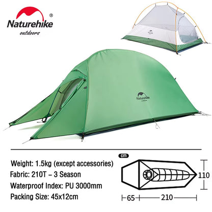 Cloud up 1 2 3 People Tent Ultralight 20D Camping Tent Waterproof Outdoor Hiking Travel Tent Backpacking Cycling Tent