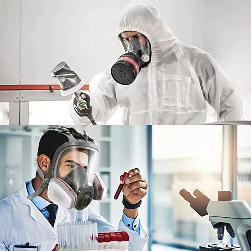 Full Face Respirator - Mask with 40 Mm Gas Filter Canister for Industrial Gases, Chemical, Polishing, Welding, Spraying Gas Mask