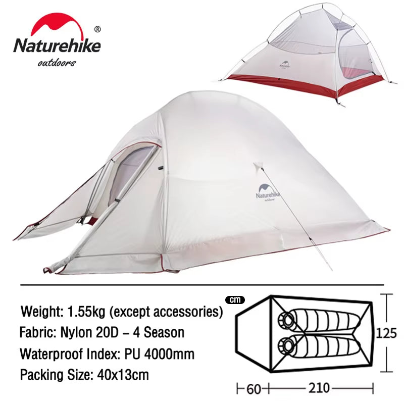 Cloud up 1 2 3 People Tent Ultralight 20D Camping Tent Waterproof Outdoor Hiking Travel Tent Backpacking Cycling Tent