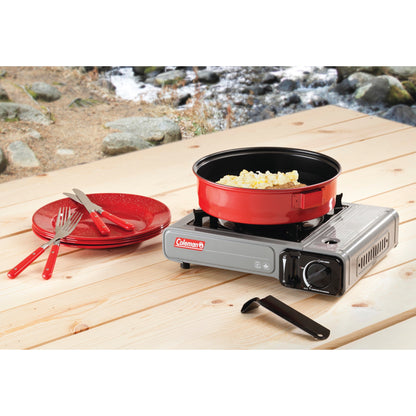 Tabletop Portable Butane Gas Camping Stove, 1 Burner, Gray