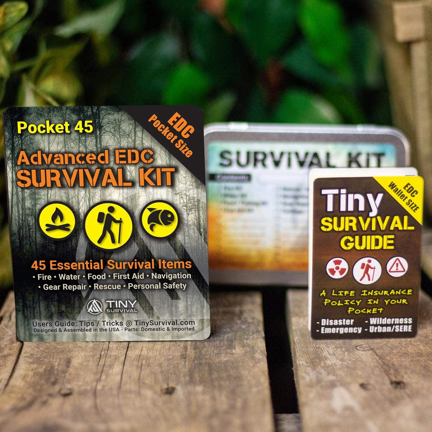 Do-It-Yourself: EDC Survival Kit Bundles: Kit + Tiny Survival Guide + Storage Tin/Emergency, Disaster, Tactical - Great Gift!