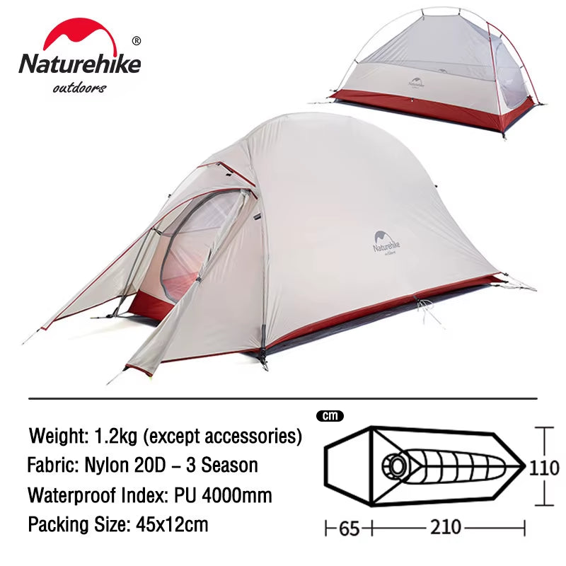 Cloud up 1 2 3 People Tent Ultralight 20D Camping Tent Waterproof Outdoor Hiking Travel Tent Backpacking Cycling Tent