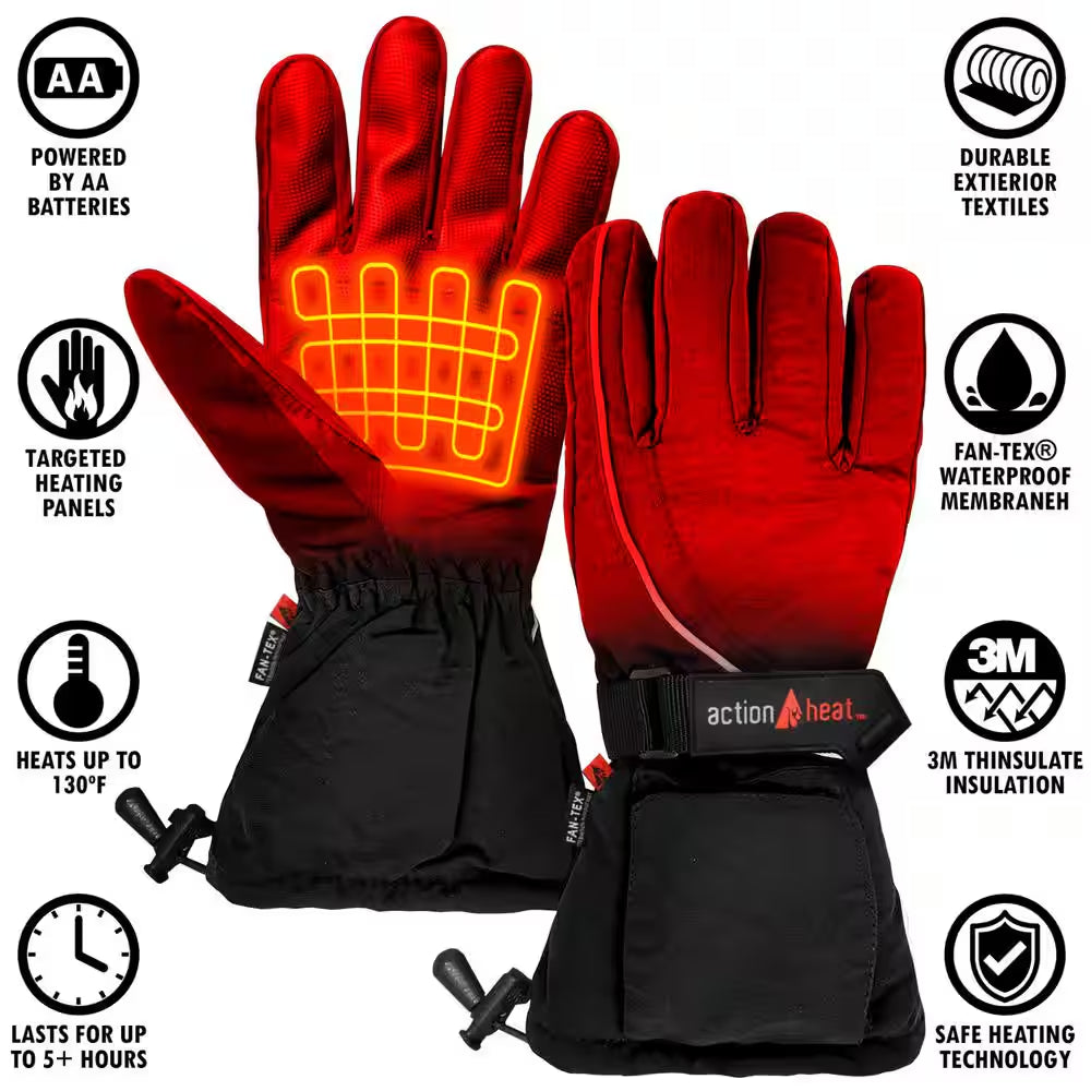 Men'S Black AA Battery Heated Gloves