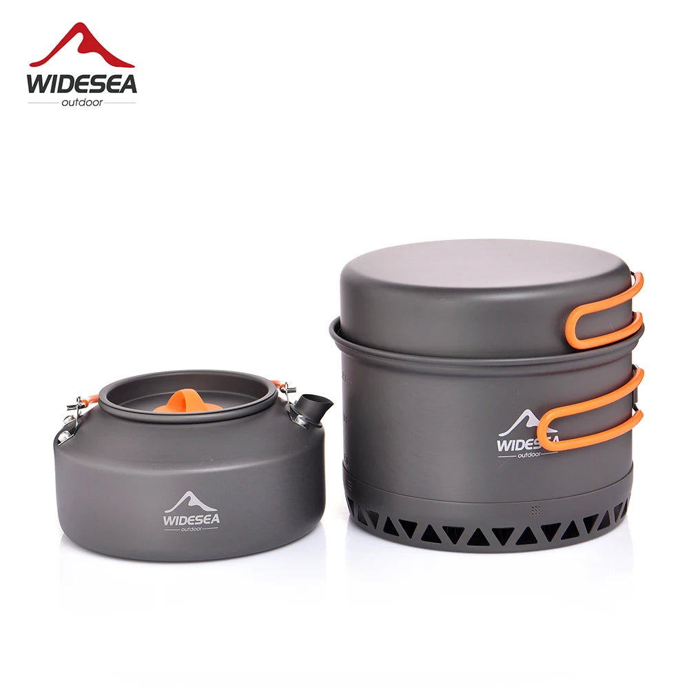 Camping 1.3L 2.3L Cookware Outdoor Cooking Set Heat Cooker Travel Tableware Pot Kettle Tourist Kitchen Utensil Equipment