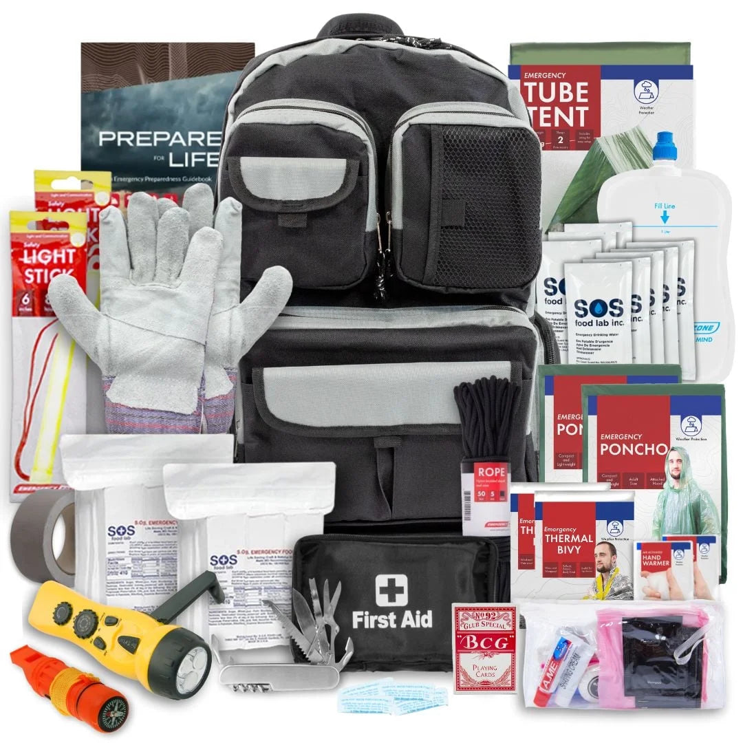 Urban Survival Bug Out Bag - 72 Hour Kit for 2 People | Survival Backpack with Emergency Food, Water, First Aid Kit, Gear & Supplies