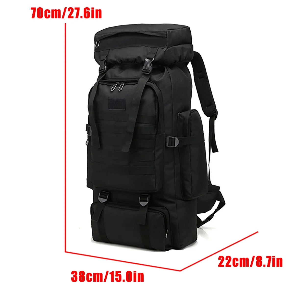 80L Backpack Waterproof Fishing Shoulder Bag Miltifunction Bag for Adult Outdoor Sports Climbing Camping Hiking Travel-Black