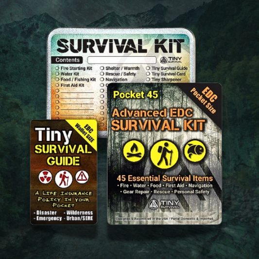 EDC Survival Kit Bundles: Kit + Tiny Survival Guide + Storage Tin - Preppers Network