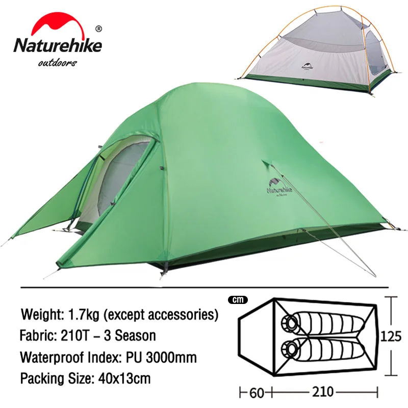 Cloud up 1 2 3 People Tent Ultralight 20D Camping Tent Waterproof Outdoor Hiking Travel Tent Backpacking Cycling Tent