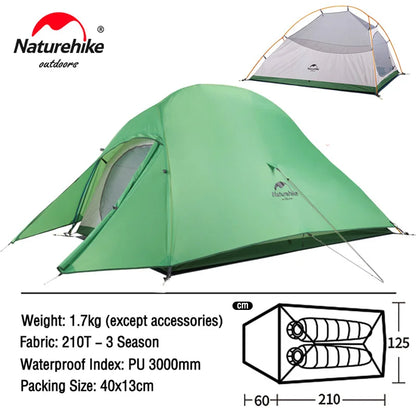 Cloud up 1 2 3 People Tent Ultralight 20D Camping Tent Waterproof Outdoor Hiking Travel Tent Backpacking Cycling Tent