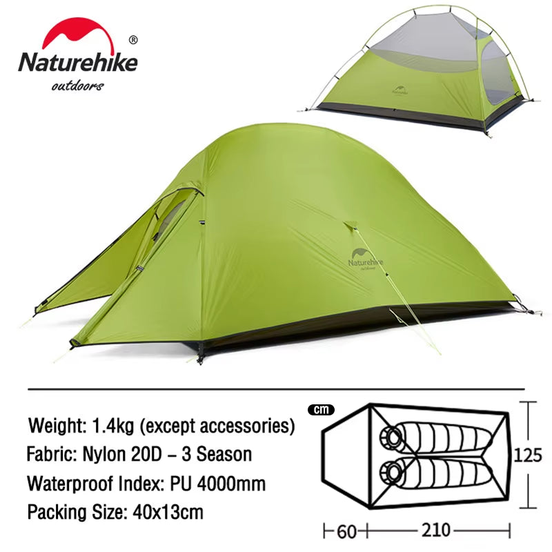 Cloud up 1 2 3 People Tent Ultralight 20D Camping Tent Waterproof Outdoor Hiking Travel Tent Backpacking Cycling Tent