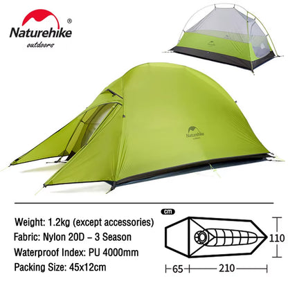 Cloud up 1 2 3 People Tent Ultralight 20D Camping Tent Waterproof Outdoor Hiking Travel Tent Backpacking Cycling Tent