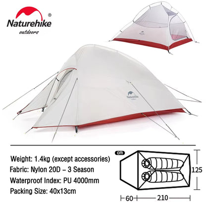 Cloud up 1 2 3 People Tent Ultralight 20D Camping Tent Waterproof Outdoor Hiking Travel Tent Backpacking Cycling Tent