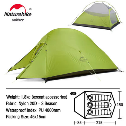 Cloud up 1 2 3 People Tent Ultralight 20D Camping Tent Waterproof Outdoor Hiking Travel Tent Backpacking Cycling Tent