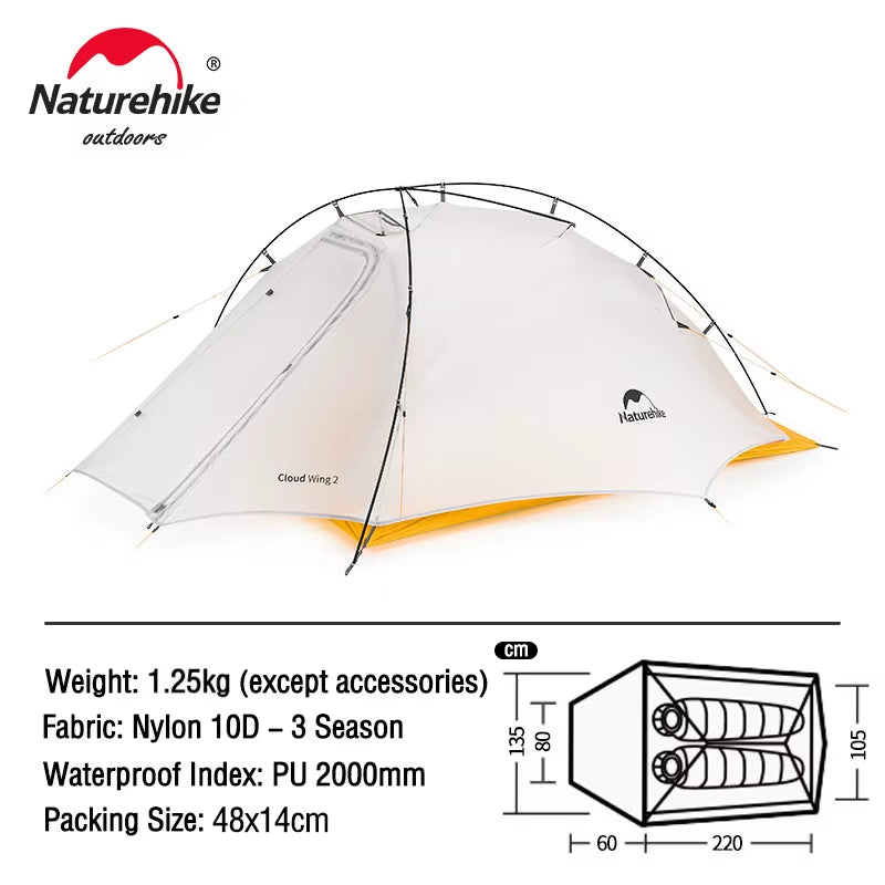 Cloud up 1 2 3 People Tent Ultralight 20D Camping Tent Waterproof Outdoor Hiking Travel Tent Backpacking Cycling Tent