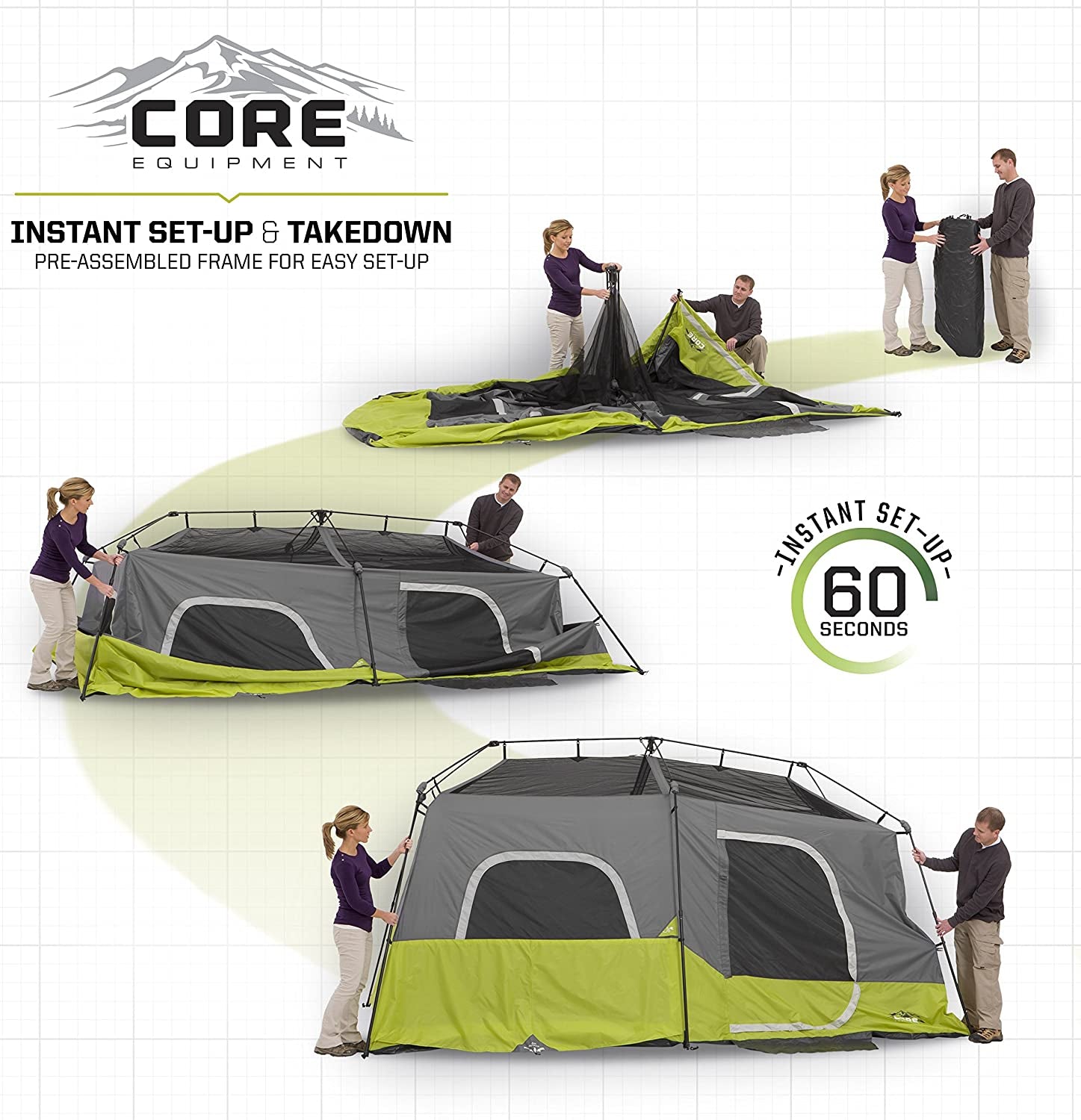 9 Person Instant Cabin Tent - 14' X 9', Green (40008)