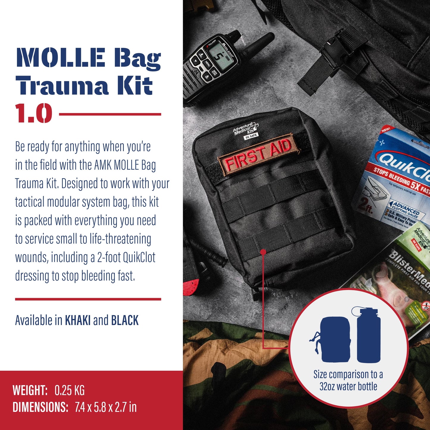 Adventure Medical MOLLE Bag Trauma Kit 1.0 (Black Bag)